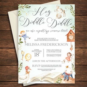 Mother Goose Baby Shower Invitation | Mother Goose Baby Shower | Mother Goose Invitation | Mother Goose | Hey Diddle Diddle Invitation