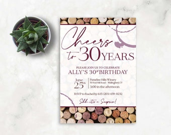 Birthday Invitation |Wine 30th Birthday Invitation|Wine Birthday Invitation |Aged to Perfection Invitation | Wine 30th Birthday Invitation |
