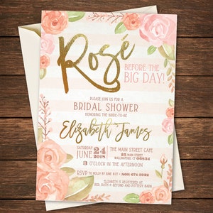 Rose Bridal Shower Einladung, Rose vor den großen Tag, Rose alle Tag Einladung, Rose vor der großen Tag Einladung, Rose alle Tag Bridal Shower
