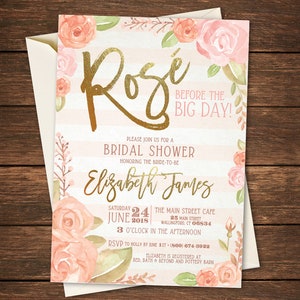 Rose Bridal Shower Invitation, Rose Before the Big Day,Rose all Day Invitation,Rose Before the Big Day Invitation,Rose all Day Bridal Shower image 1