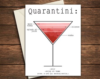 Quarantini Greeting Card | Quarantine Greeting Card | Social Distancing Card | Social Distancing | Social Distance Card | Quarantini
