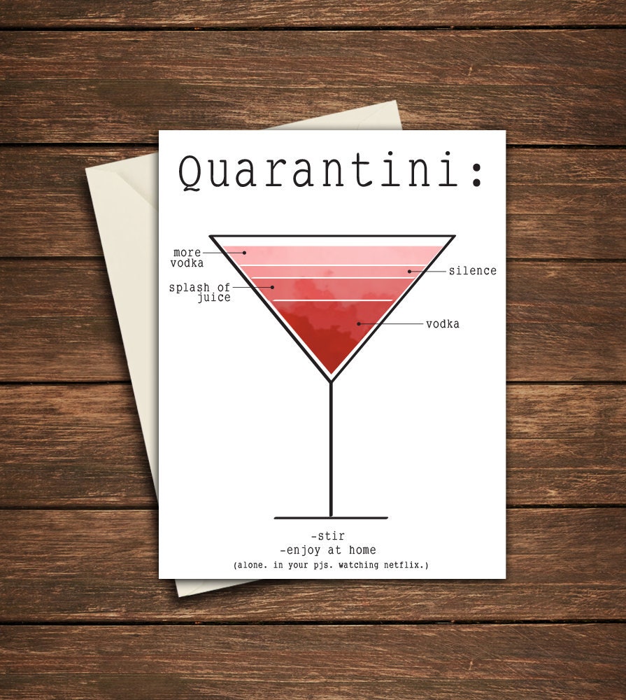 Quarantini Greeting Card | Quarantine Greeting Card | Social Distanci…