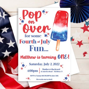 Fourth of July Birthday Invitation, Fourth of July First Birthday,Fourth of July Birthday, Fourth of July Invitation, Our Little Firecracker