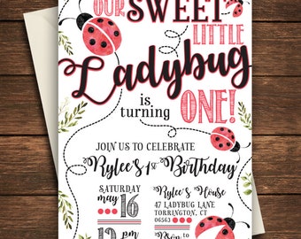 Ladybug Birthday, Ladybug Invitation, Ladybug Birthday Invitation, Our Little Ladybug, Ladybug Birthday party, Little Ladybug