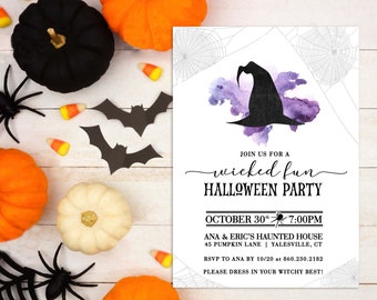 Wicked Fun Halloween Party Invitation (Digital or Printed)