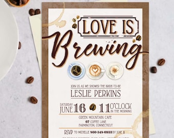 Coffee Bridal Shower Invitation, Love is Brewing, Love is Brewing Invitation,Coffee Invitation,Coffee Bridal Shower, Love is Brewing Bridal
