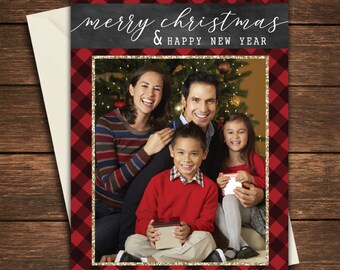 Holiday Card, Christmas Card, Happy Holidays, Plaid Christmas Card, Family Christmas Card, Photo Christmas Card, Photo Holiday Card,