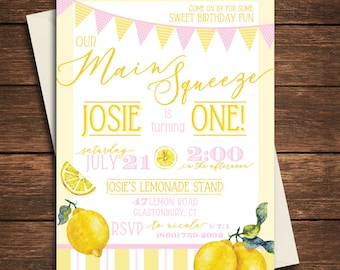 Cumpleaños de limón, fiesta de cumpleaños de limón, invitación de limón, exprimido principal, invitación de cumpleaños de limonada, invitación de cumpleaños de exprimido principal, limón