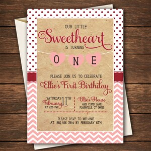 Valentine First Birthday | Our Little Sweetheart | Our Little Sweetheart is turning One |Valentine Invitation | Little Sweetheart Invitation