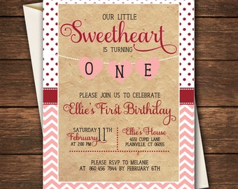 Valentine First Birthday | Our Little Sweetheart | Our Little Sweetheart is turning One |Valentine Invitation | Little Sweetheart Invitation