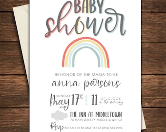 Rainbow Baby Shower Invitation | Rainbow Baby Shower | Rainbow Invitation | Rainbow Baby | Rainbow Invite | Rainbow Shower Invite | Rainbow
