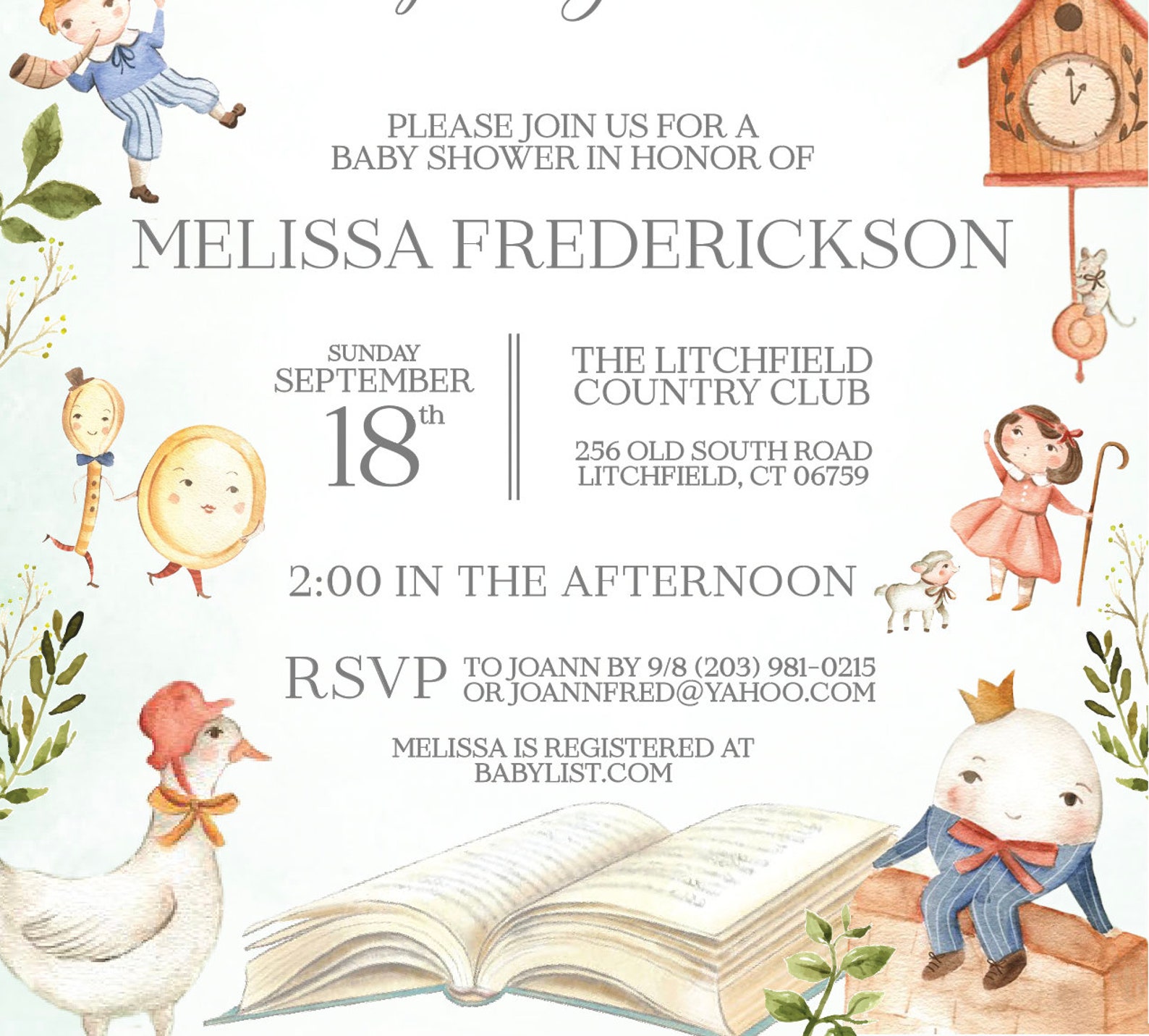 Mother Goose Baby Shower Invitation Mother Goose Baby Shower Etsy