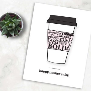 Tarjeta de felicitación del Día de la Madre / Tarjeta del Día de la Madre / Día de la Madre / Tarjeta de café del Día de la Madre / Café del Día de la Madre / Tarjeta de café / Café
