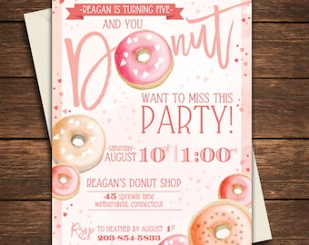 Donut Birthday, Donut Birthday Party, Donut Invitation, Donut First Birthday, Donut Birthday Invitation, You Donut want to miss this party