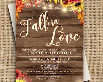 Fall in Love Bridal Shower Invitation, Fall in Love, Fall in Love Invitation, Bridal Shower Invitation, She's Falling in Love, Fall Bridal