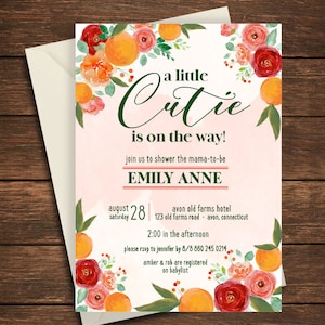 Little Cutie Baby Shower Invitation, Little Cutie, Cutie Baby Shower Invitation, Clementine Baby Shower, Clementine Baby Shower Invitation