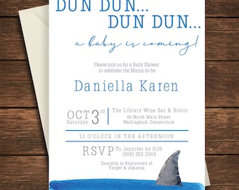 Shark Baby Shower Invitation, Shark Invitation, Shark Baby Shower, Electronic File, Baby Shower Invitation, Downloadable Invitation