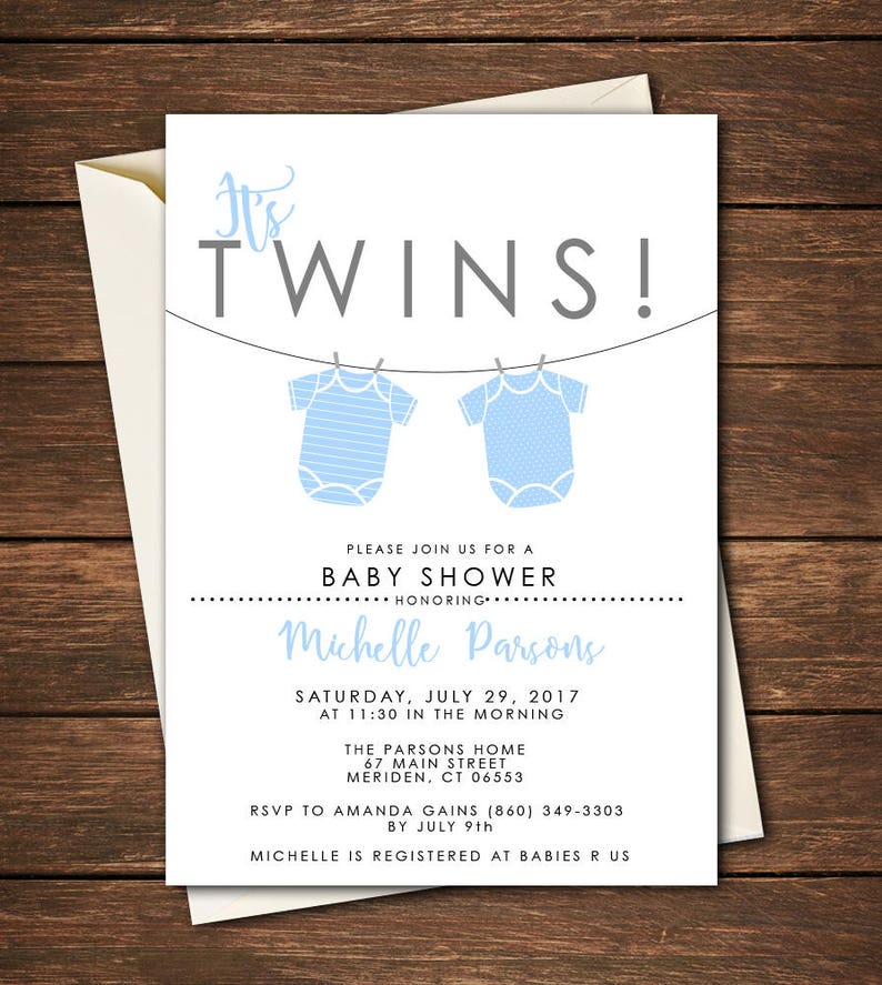 Twin Baby Shower Invitation Twin Invitationtwin Baby Etsy