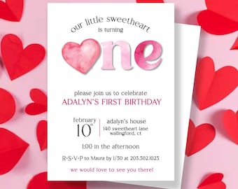 Valentine First Birthday | Our Little Sweetheart | Our Little Sweetheart is turning One |Valentine Invitation | Little Sweetheart Invitation