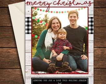 Holiday Card, Buffalo Plaid Christmas Card, Plaid Christmas Card, Family Christmas Card, Photo Christmas Card, Photo Holiday Card,