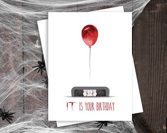 Pennywise Birthday Card | Halloween IT Theme (Digital or Printed)