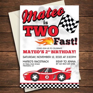 Race Car Birthday Invitation | Race Car Invitation | Race Car Birthday | Race Car Birthday Party | Race Car | Two Fast | Two Fast Invitation