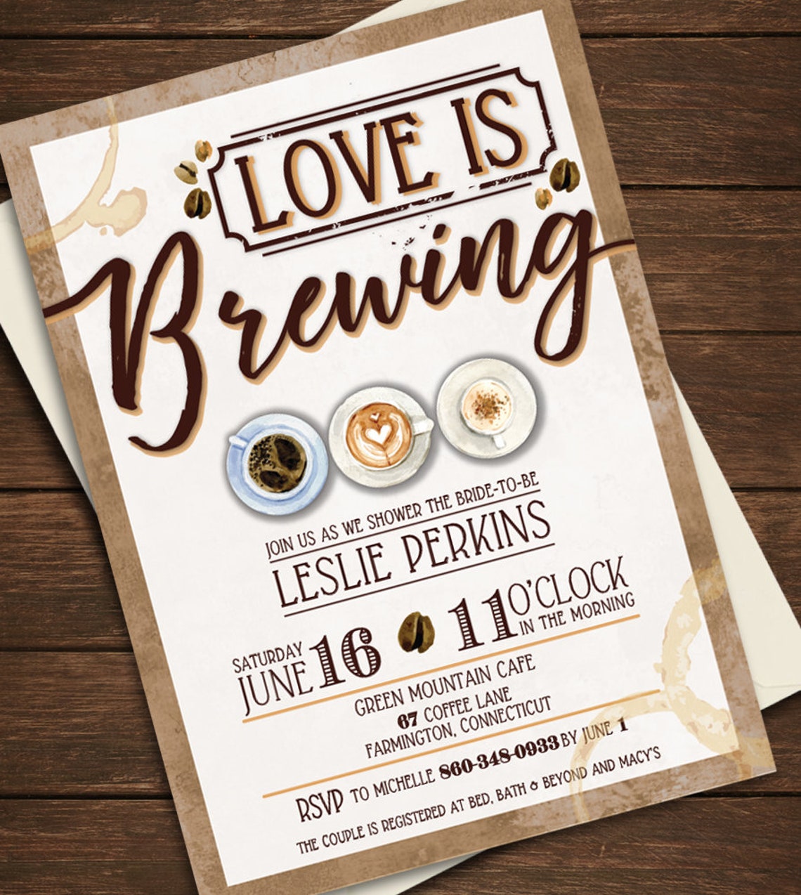 Coffee Bridal Shower Invitation Love is Brewing Love is Etsy