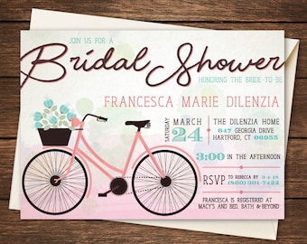 Bicycle Bridal Shower Invitation, Bicycle Bridal Shower, Watercolor Bridal Shower, Bike Bridal Shower, Bike Bridal Shower Invitation,