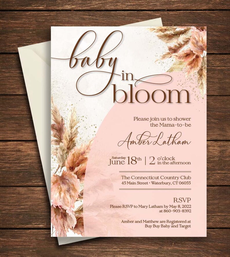 Pampas Grass Baby Shower Invitation Pampas Grass Baby Shower Etsy