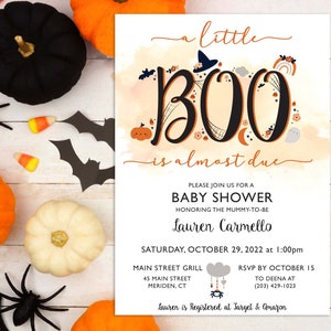 Halloween Baby Shower | Halloween Baby |A little Boo is almost due |A little boo | A little Boo Baby Shower|Halloween Baby Shower Invitation