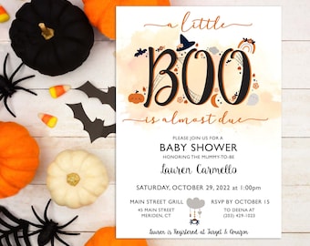 Halloween Baby Shower | Halloween Baby |A little Boo is almost due |A little boo | A little Boo Baby Shower|Halloween Baby Shower Invitation