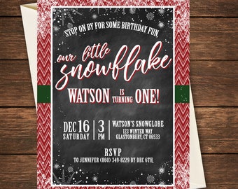 Our Little Snowflake is turning One, Our Little Snowflake invitation, Winter Birthday Invitation, Little Snowflake Invitation, Snowflake
