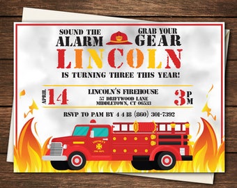 Firetruck Birthday Invitation, Firetruck Birthday, Firetruck Invitation, Fireman Birthday Invitation, Fireman Invitation, Fireman Party