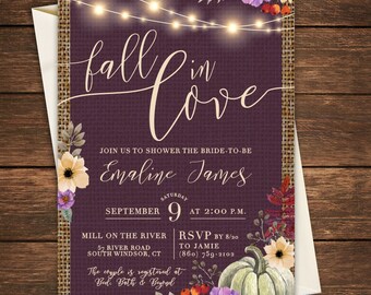 Fall in Love Bridal Shower Invitation, Fall in Love, Fall in Love Invitation, Bridal Shower Invitation, She's Falling in Love, Fall Bridal