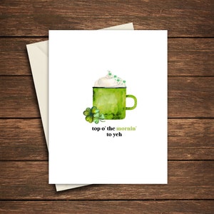 Tarjeta de felicitación del Día de San Patricio / Tarjeta de felicitación de café irlandés / Tarjeta de café irlandesa / Día de San Patricio / Tarjeta de día de San Patricio / Café irlandés