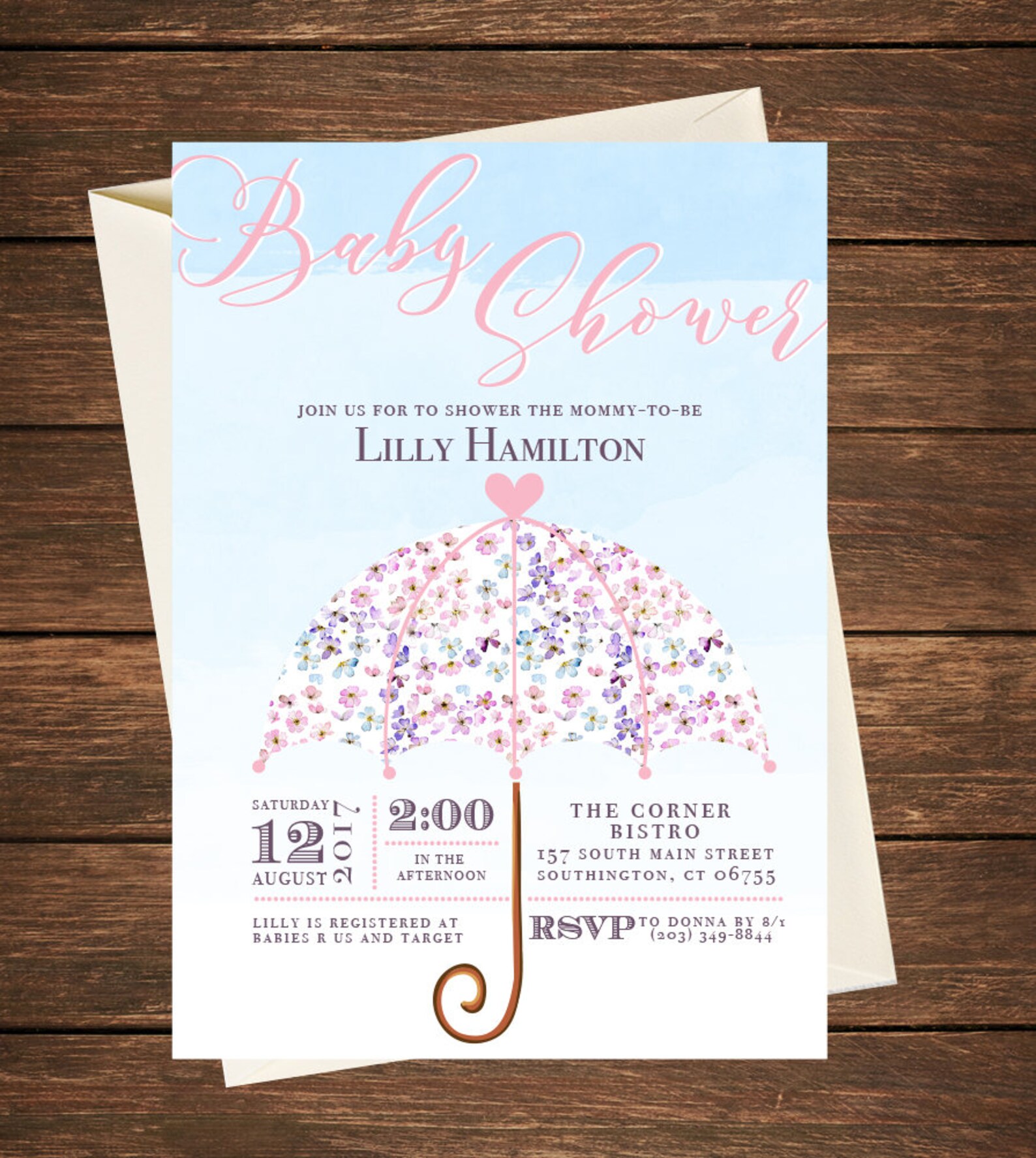 Umbrella Baby Shower Invitation Umbrella Invitationumbrella Etsy