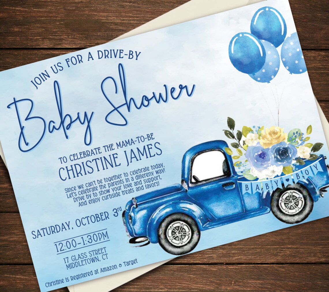 Drive by Baby Shower Invitation Drive by Baby Shower Drive Etsy