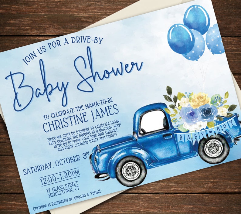 Drive by Baby Shower Invitation Drive by Baby Shower Drive Etsy