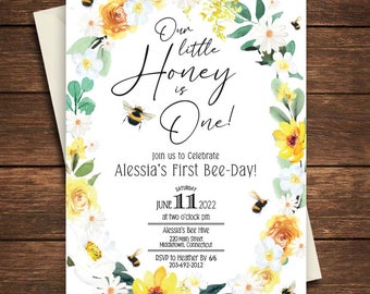 Bee Birthday, Bee Birthday Party, Bee Invitation, Our Little Honey,Bee Birthday Invitation,Our Little Honey Invitation,Bumble Bee Invitation