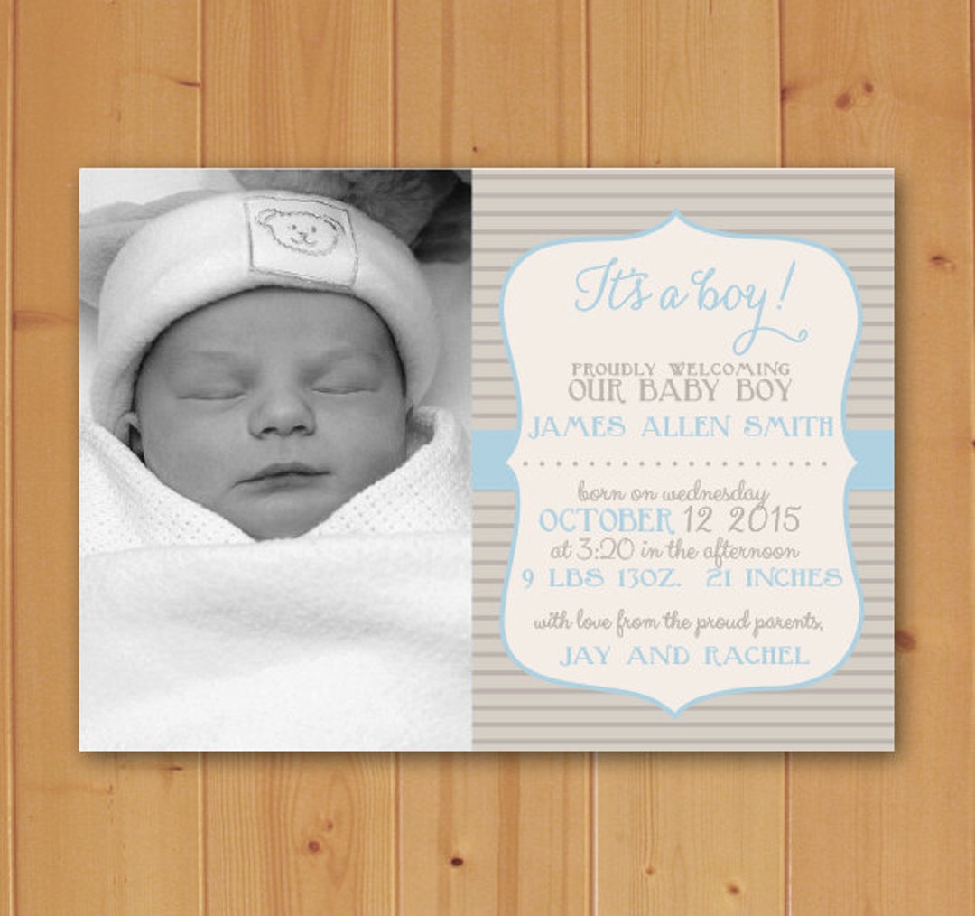 Birth Announcement, Baby Birth Announcement, Elegant Birth Announcement