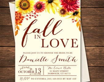 Fall in Love Bridal Shower Invitation, Fall in Love, Fall in Love Invitation, Bridal Shower Invitation, She's Falling in Love, Fall Bridal