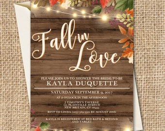 Fall in Love Bridal Shower Invitation, Fall in Love, Fall in Love Invitation, Bridal Shower Invitation, She's Falling in Love, Fall Bridal