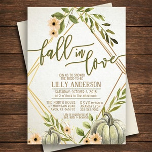 Pumpkin Bridal Shower Invitation| Fall in love | Fall in Love Bridal Shower Invitation | Fall in Love Bridal Shower| Geometric Bridal Shower