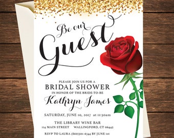 Be Our Guest Invitation | Be our Guest Bridal Shower | Be Our Guest Shower| Belle Bridal Shower|Rose Bridal Shower| Belle Invitation