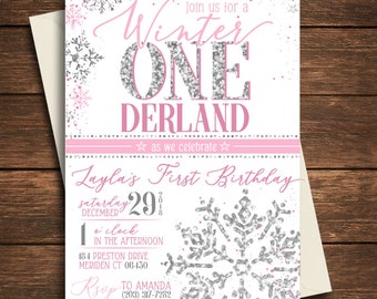 Invitación de cumpleaños de Winter Onederland Invitación de un solo derland Primera invitación de cumpleaños ? Cumpleaños de Invierno De un derland Cumpleaños de invierno