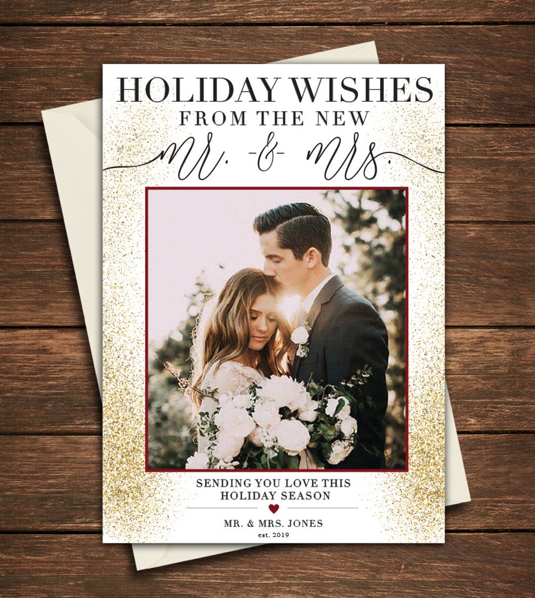 Just Married Christmas Cards 