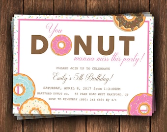 Donut Birthday, Donut Birthday Party, Donut Invitation, Donut First Birthday, Donut Birthday Invitation, You Donut want to miss this party