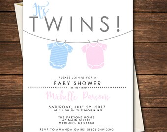 Twin Baby Shower Invitation, Twin Invitation,Twin Baby Shower,Baby Shower Invitation,It's Twins,Its Twins,Twins,Twins Baby Shower Invitation