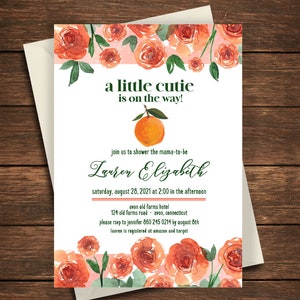 Little Cutie Baby Shower Invitation, Little Cutie, Cutie Baby Shower Invitation, Clementine Baby Shower, Clementine Baby Shower Invitation