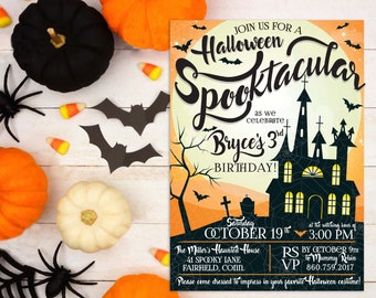 Spooktacular Halloween Birthday Party Invitation,Halloween Birthday Invitation,Children's Halloween Birthday Invitation,Halloween Invitation